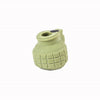 A green grenade-shaped vibrator with a textured surface and a button on the top.